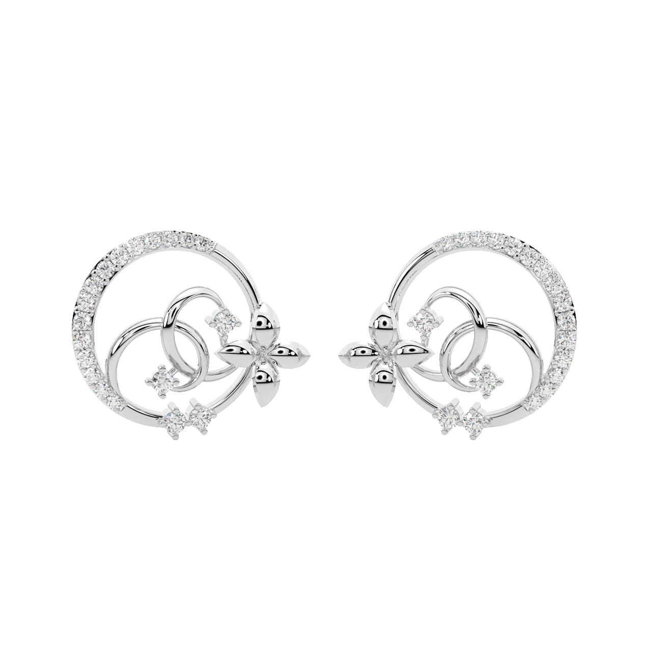 Grace Round Diamond Stud Earrings